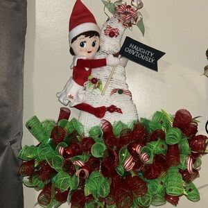 ELF Festive Holiday Wreath with Red and Green Accents